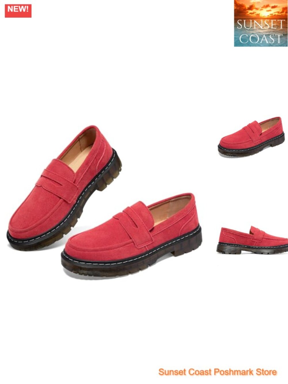 Women's Suede Penny Loafer Comfort Driving Mocc Slip-Ons Flats Work Shoes
